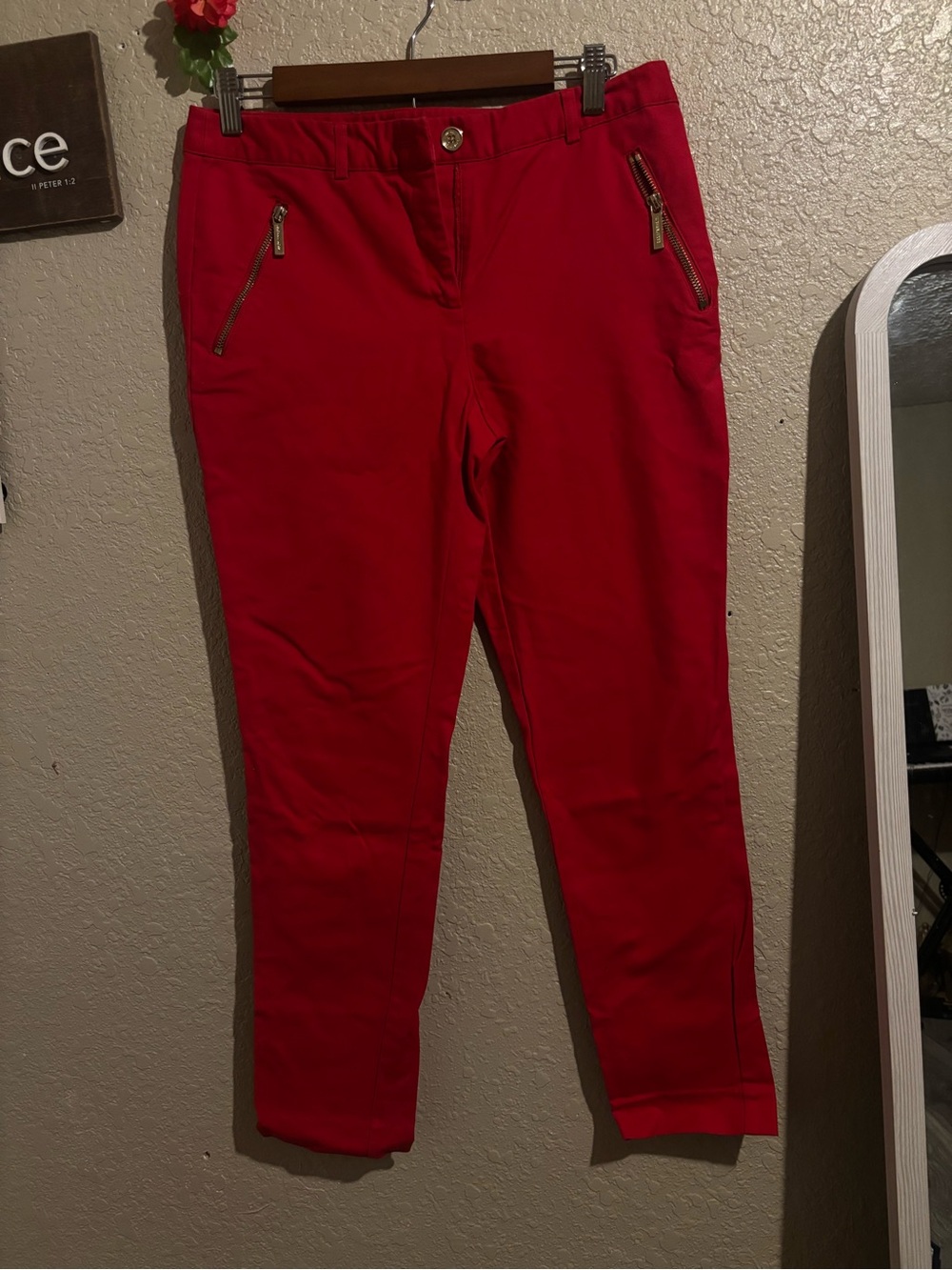 Michael Kors Red Women's Pants Size with Beige Label